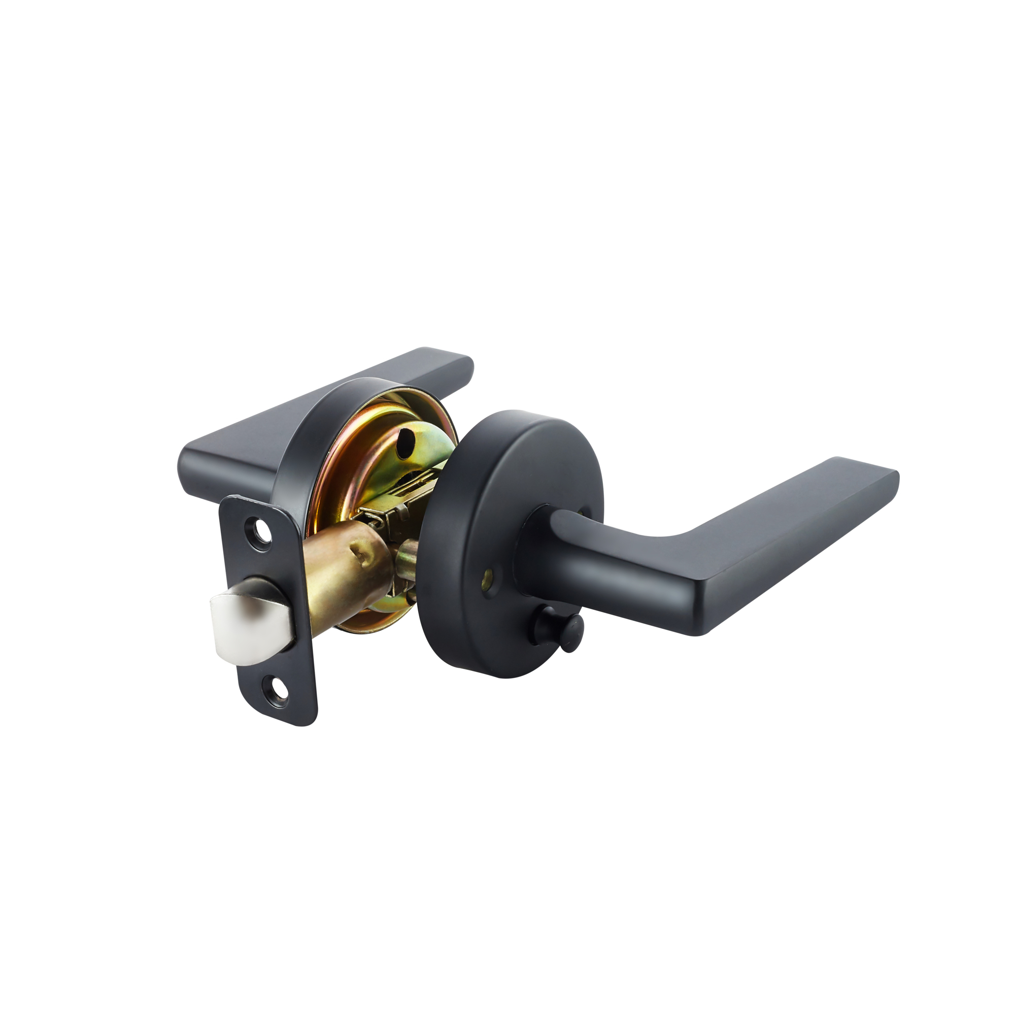 Sapphire Contra Collection Modern Matte Black Privacy Door Handle — Grade 3, Bed/Bath, Lockable, Model# LS-CON40-BK